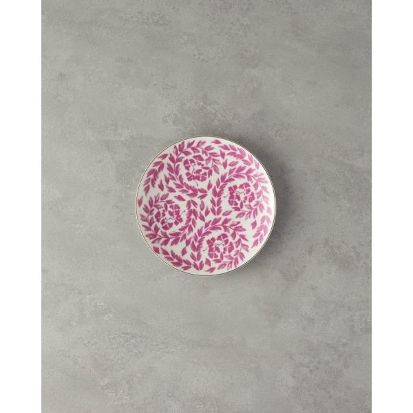 Bone Porcelain Cake Plate 20 cm Fuchsia - White