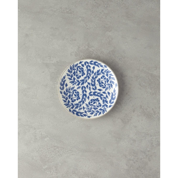 Bone Porcelain Cake Plate 20 cm Navy Blue - White