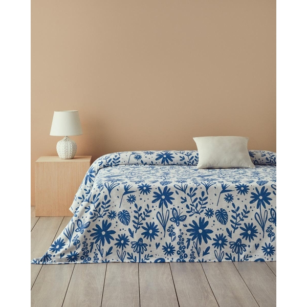 Printed Single Size Summer Blanket 150x220 cm Blue