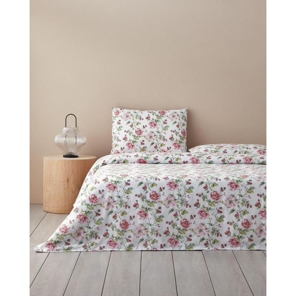 Sparkling Flowers King Size Duvet Cover Set 240x220cm Green