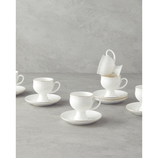 Catty Porcelain 12 Pieces 6 Servings Coffee Cup Set 100 ml Gold