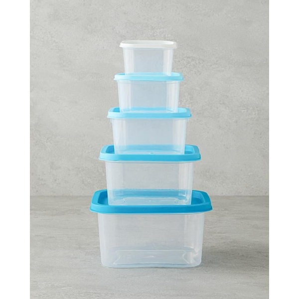 Keep Me Plastic 5 Pieces Storage Container 16 cm Blue