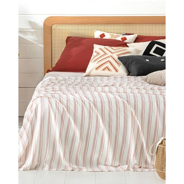 Fine Lines Viscose With Yarn Dyed Single Size Summer Blanket 150x220 cm Coral
