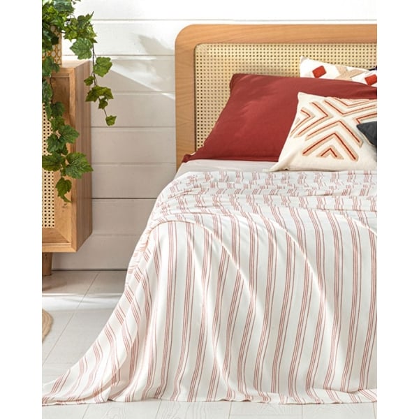 Fine Lines Viscose With Yarn Dyed Double Size Summer Blanket 200x220 cm Coral