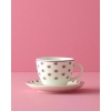 Pink Hope Porcelain 4 Piece Teacup Set for 2 Persons 220 Ml Pink