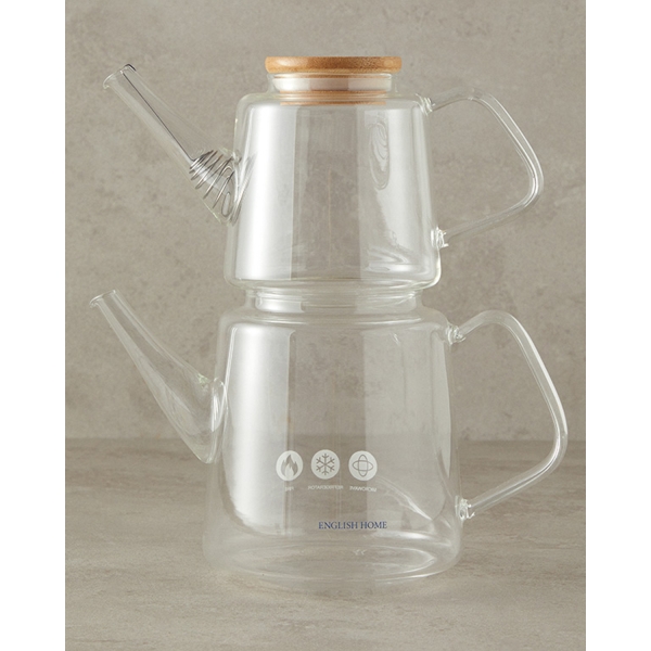 Ferrara Borosilicate Tea Pot 550 ml + 1000 ml Transparent