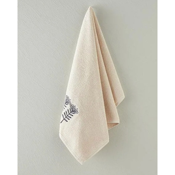 Bloom Cotton Embroidered Face Towel 50x80 cm Light Beige