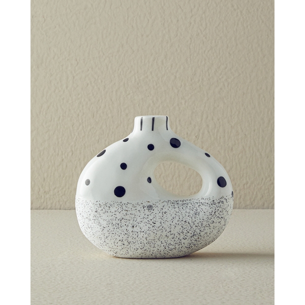 Dotsy Stoneware Vase 13x7.5x12.5cm White