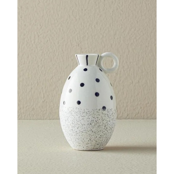Dotsy Stoneware Vase 8.5x8.3x14cm White