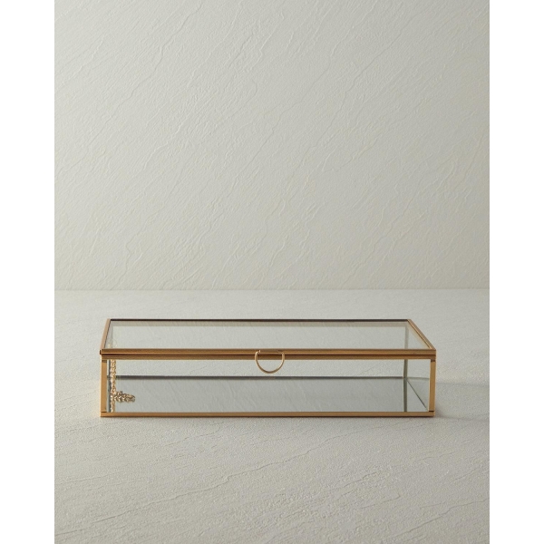 Glossy Glass Decorative Box 27x15x5.5 cm Gold