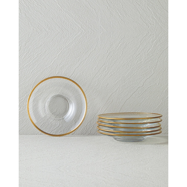 Fitted Glass 6 Piece Tea Plate 12 Cm Gold