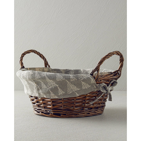 Linear Wicker Bread Basket 35x25 cm Gray