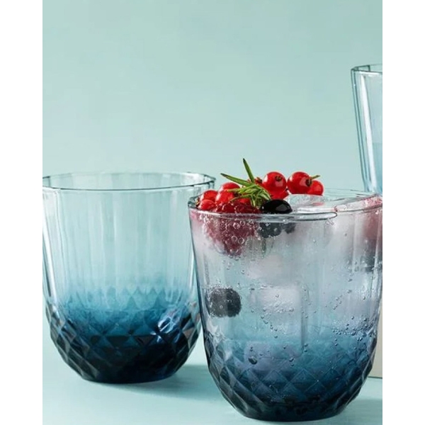 Vivid Glass 3-Piece Soft Drink Glass 320 Ml Dark Blue