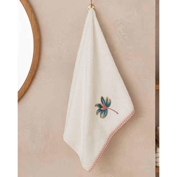Palma Cottony embroidered Face Towel 50x70 cm Ecru
