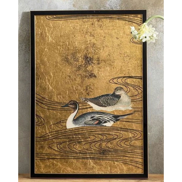 Duck Family Painting 35x50 cm Gold