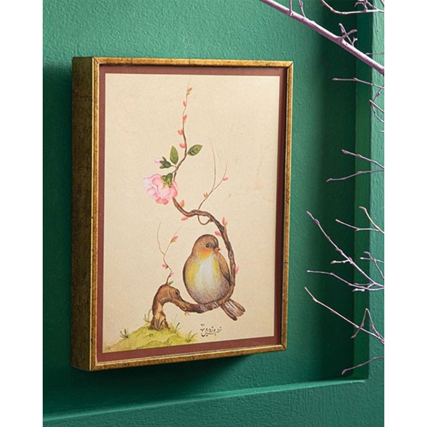 Bird Whisper Painting 18x23 cm Gold