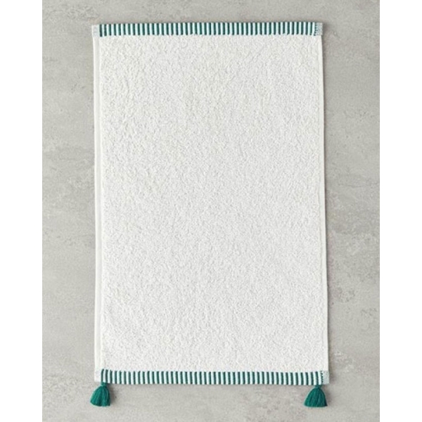 Colorful Lines Cotton Fringed Hand Towel 30x45 cm Ecru - Green