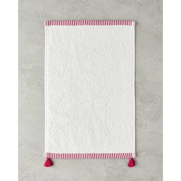 Colorful Lines Cotton Fringed Hand Towel 30x45 cm Ecru - Fuchsia