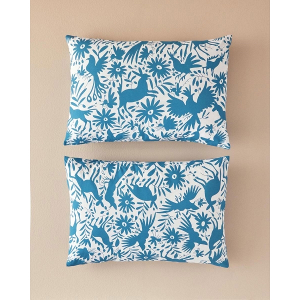 Folk Jungle 2-Piece Pillow Case 50x70 cm Blue
