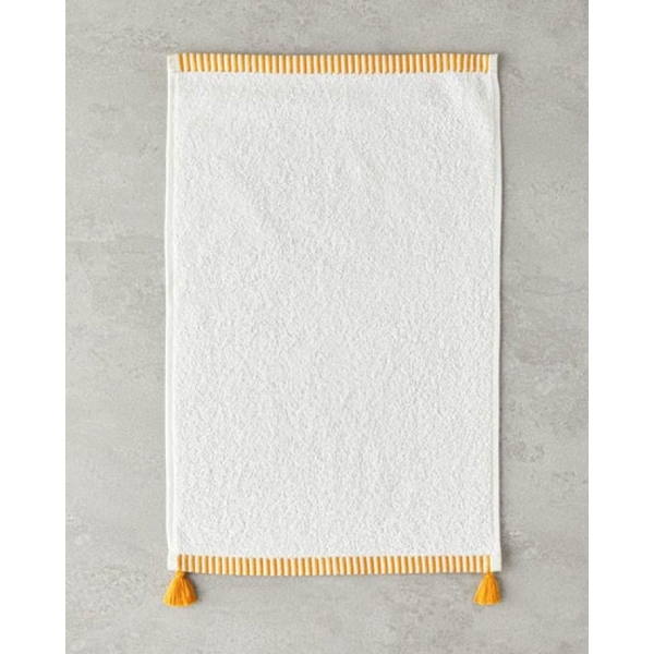 Colorful Lines Cotton Fringed Hand Towel 30x45 cm Ecru - Yellow