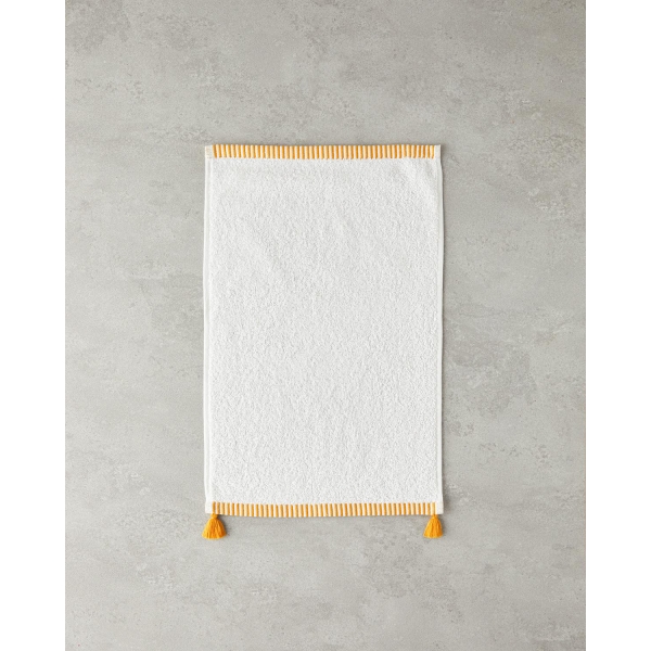 Colorful Lines Cotton Fringed Hand Towel 30x45 cm Ecru - Yellow
