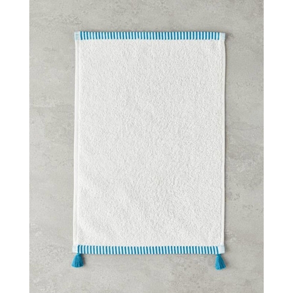 Colorful Lines Cotton Fringed Hand Towel 30x45 cm Ecru - Blue
