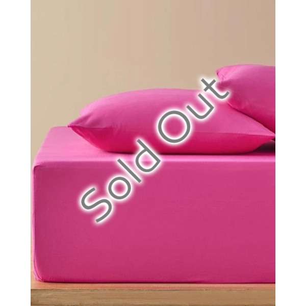 Plain Cotton Single Size Fitted Sheet Set 100x200 cm Dark Pink