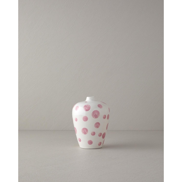 Chic Dots Dolomite Vase 14x14x19 cm Fuchsia