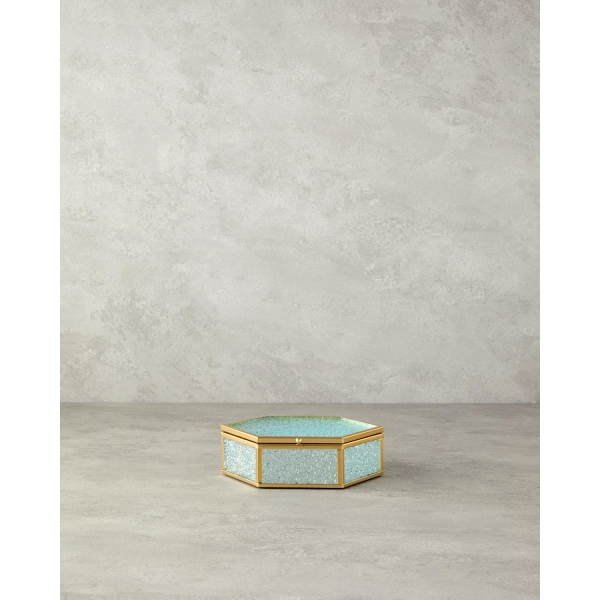 Glossy Glass Decorative Box 17x15x6 cm Gold