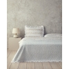 Bloomy Stripe Double Bedspread Set Orange
