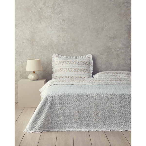 Bloomy Stripe Double Bedspread Set Orange