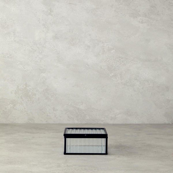 Glamour Glass Decorative Box 12x12x5.3 cm Black