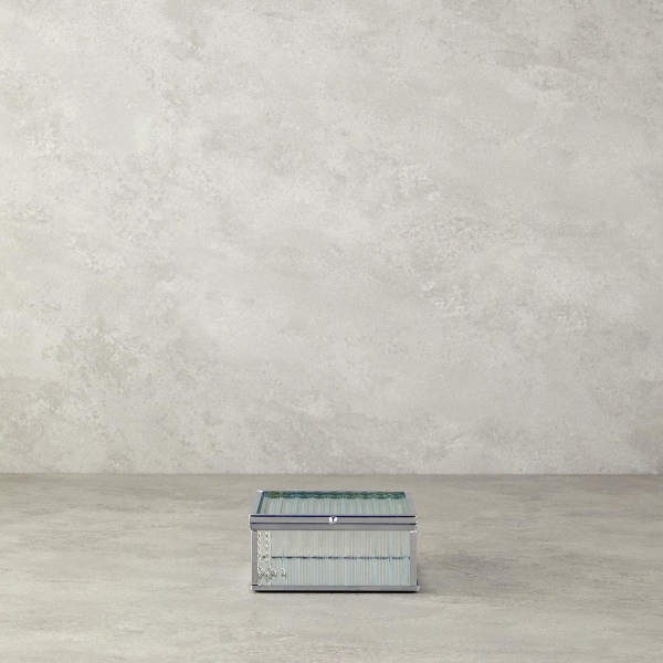 Glamour Glass Decorative Box 12x12x5.3 cm Silver