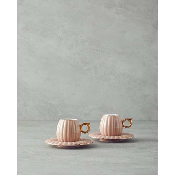 Polka New Bone China 4 Pieces 2 Servings Coffee Cup Set 90 ml Powder