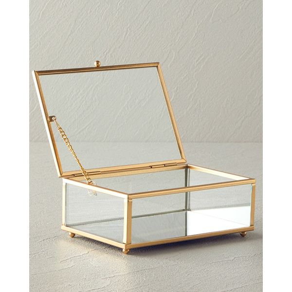 Glossy Glass Decorative Box 15x10x5.5 cm Gold