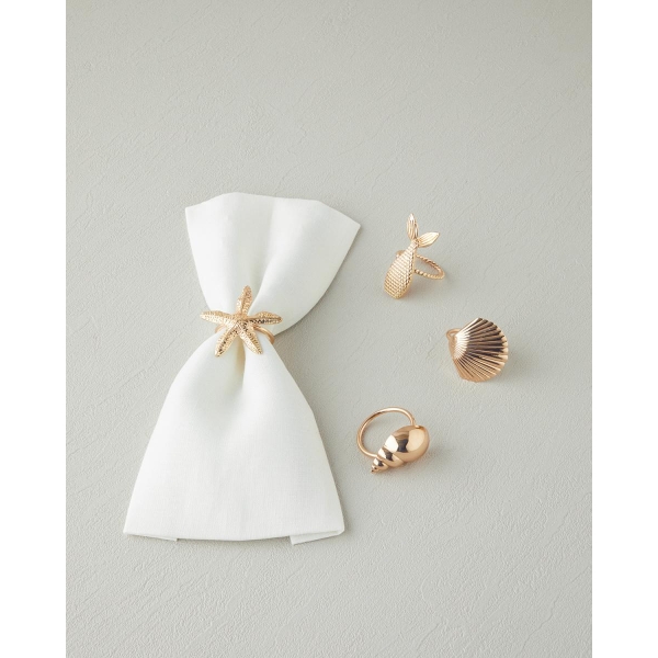 Metal 4 Pcs Napkin Ring 4x6 cm Gold
