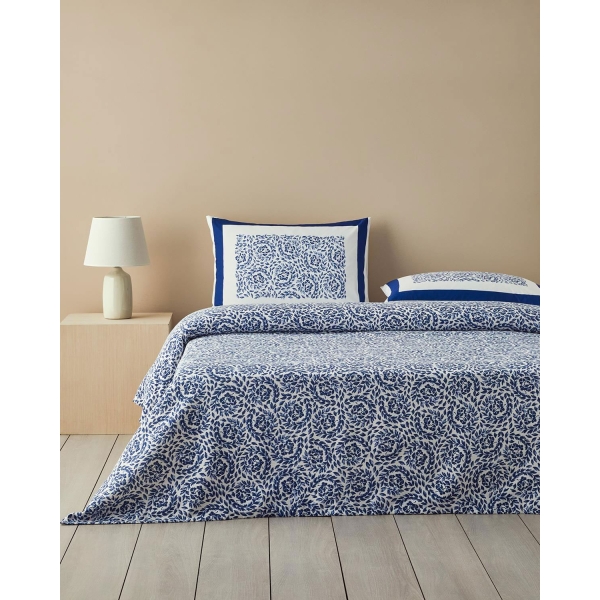Printed Single Size Summer Blanket Set 150x220 cm Navy Blue