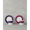 Carny Bone Porcelain Teacup Set 4 Pieces For 2 Persons 200 ml Fuchsia-Navy Blue