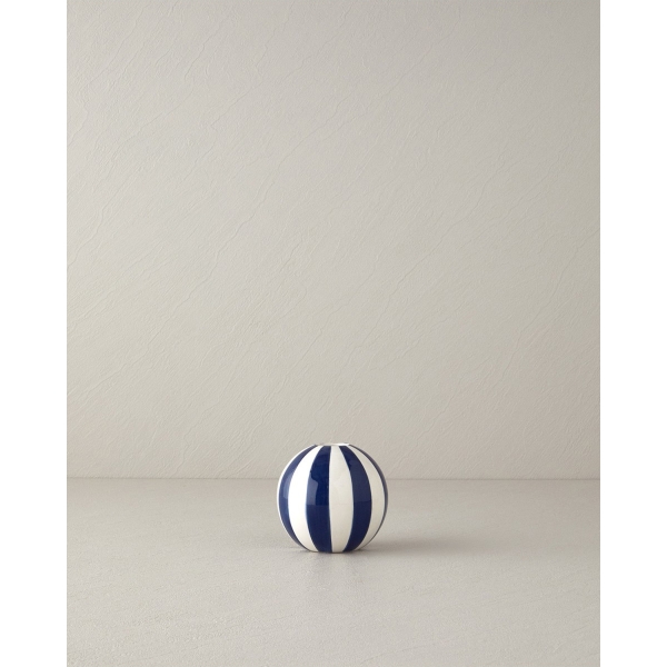 Exotic Strip Ceramic Vase 10.5x10.5x9.5cm Navy Blue