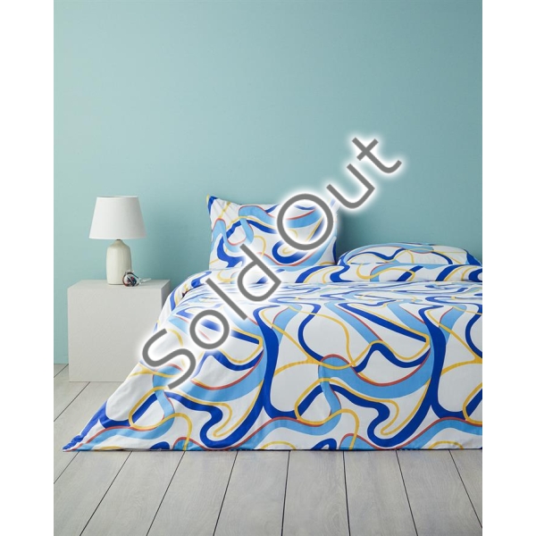 Abstract Marine Double Duvet Cover Set 200x220 cm Navy Blue-Orange