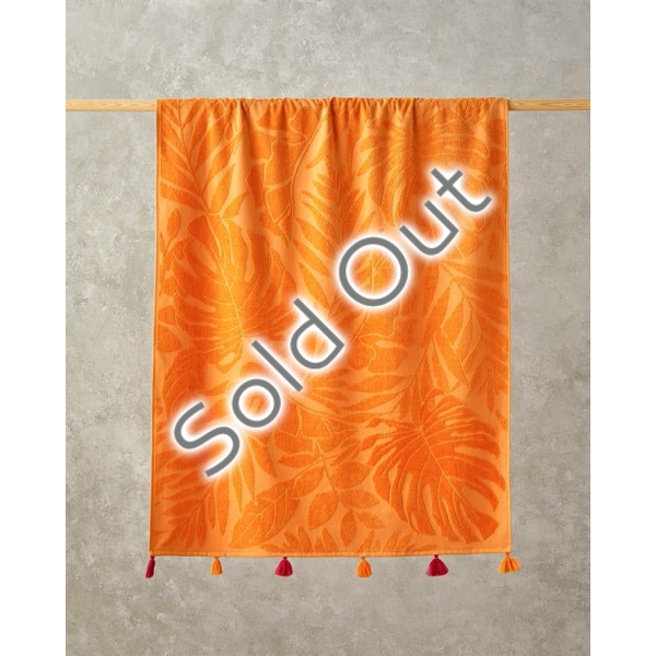 Melody Cotton Velvet Jacquard Beach Towel 90x150 Cm Orange