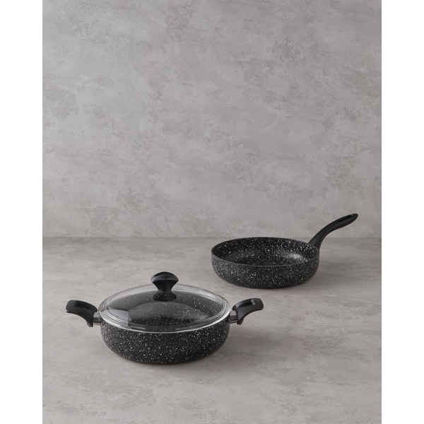 Granada Aluminum 3 Piece Cookware Set Black