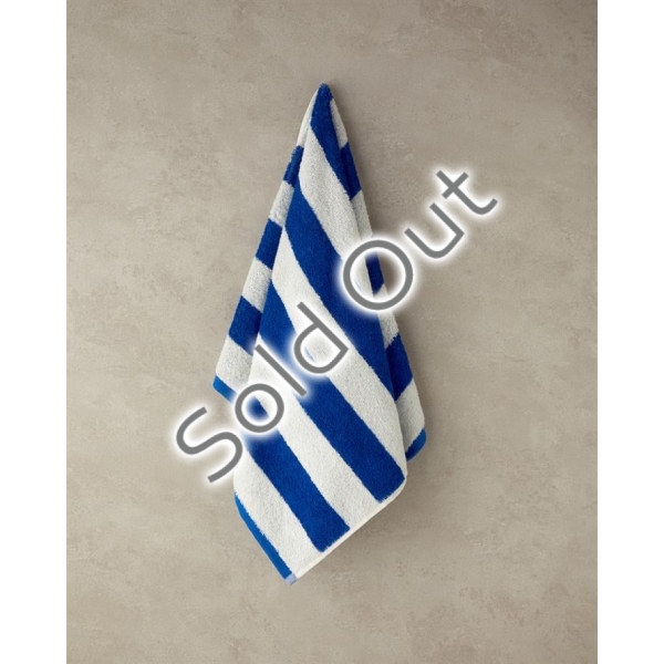 Funny Lines Cotton Yarn Dyed Face Towel 50x80 Cm Ecru-Navy Blue