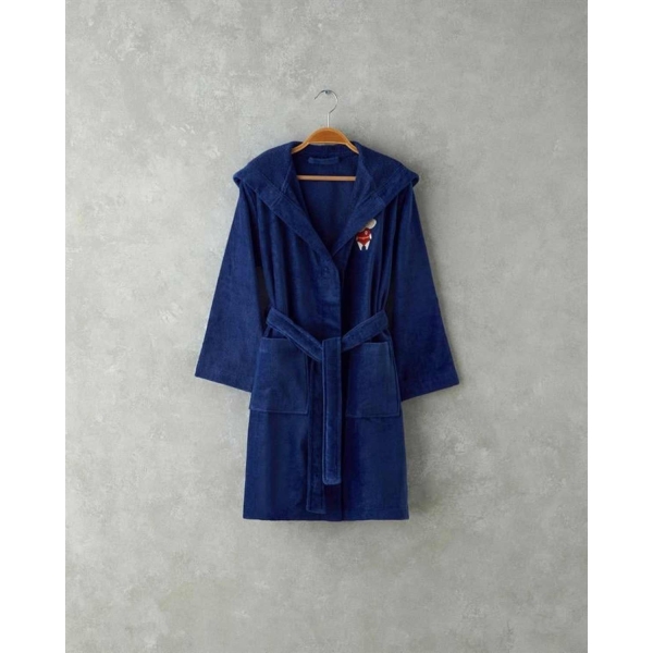 Elephant Velvet Child Bathrobe 6-8 Years Dark Blue