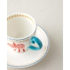 Carnival Tree New Bone China Coffee Cup Set 4 Pieces for 2 People 100 ml Light Blue