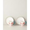Carnival Tree New Bone China Coffee Cup Set 4 Pieces for 2 People 100 ml Light Blue