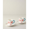 Carnival Tree New Bone China Coffee Cup Set 4 Pieces for 2 People 100 ml Light Blue