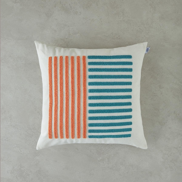 Ship Punch Embroidered Filled Cushion Natural