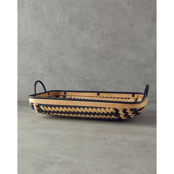 Bamboo Bamboo Decorative Tray 53.5x33x15 cm Natural - Black