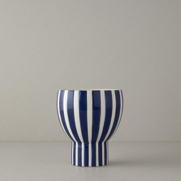 Exotic Strip Ceramic Vase 18x18x20.5 cm Navy Blue